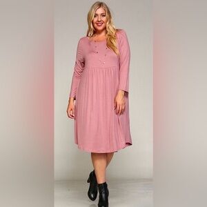 New!Plus Size Babydoll Dress 3/4 Sleeves & Criss Cross Back Detail Size 1X 2X 3X